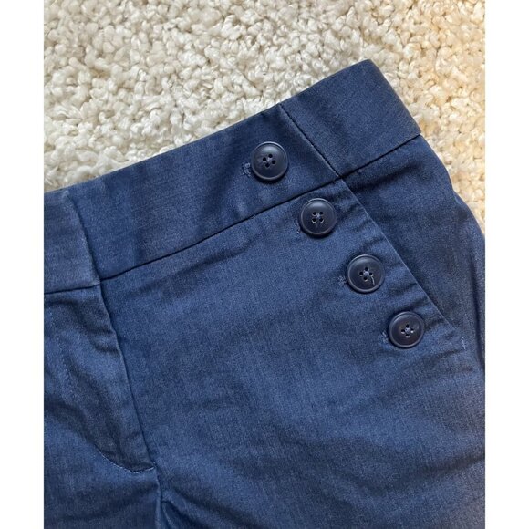 Loft The Riviera Button-Front Slate Blue Shorts Womens Size 2 Cotton Blend - Picture 2 of 4